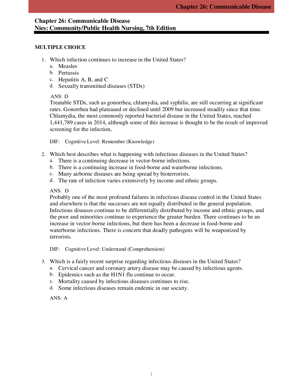 Preview image for Chapter 26: Communicable Disease/Chapter 26: Communicable Disease